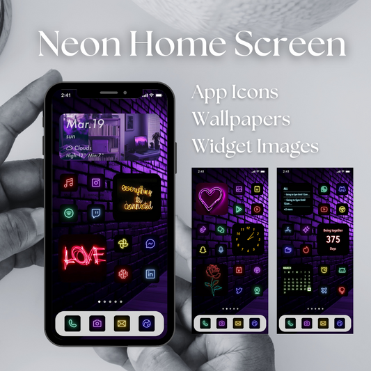ネオン系ホーム画面カスタマイズセット | iPhone / Android向け壁紙・アプリアイコン・ウィジェット