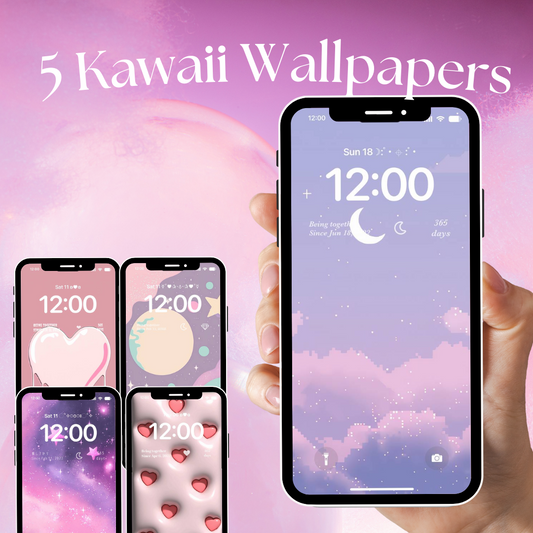 Pink Kawaii Galaxy -based wallpaper 5 pieces set